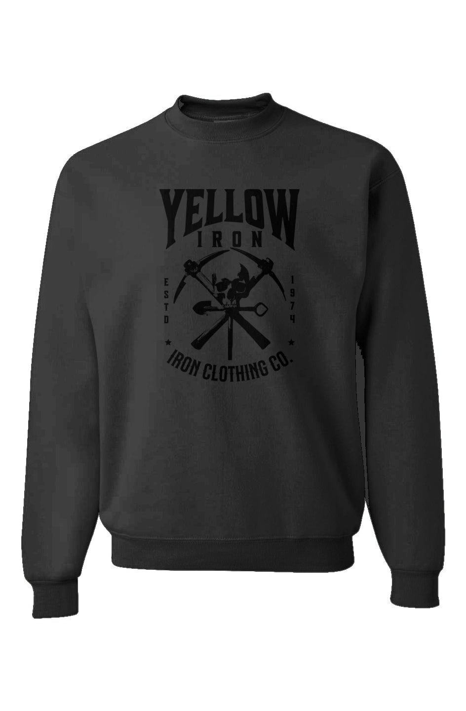 Yellow Iron Clothing Crewneck Sweatshirt Skull & Pickaxe 